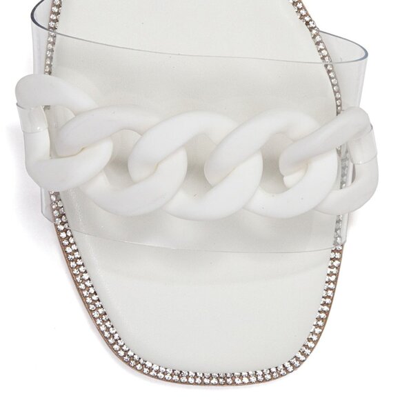 Ninety Union White Chain Link Clear Transparent Vinyl Slide Sandals 7 New in Box - Picture 1 of 7